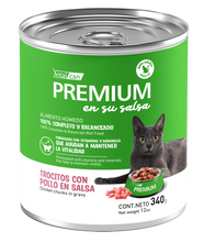 Cargar imagen en el visor de la galería, Pack Vitalcan Premium Gato Lata 340g Trocitos con Pollo en Salsa (6 unidades)