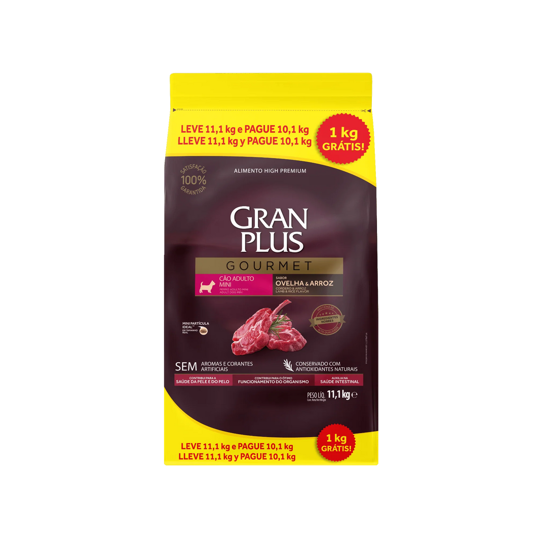 Gran Plus Gourmet High Premium Adulto Mini Cordero 10+1Kg
