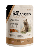 Cargar imagen en el visor de la galería, Caja Vitalcan Balanced Natural Recipe Gato Pouch 85g Filetes Pollo Grain Free (12un)