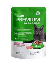 Cargar imagen en el visor de la galería, Caja Vitalcan Premium Gato Pouch 85g Trocitos con Pollo en Salsa (12 Sobres)