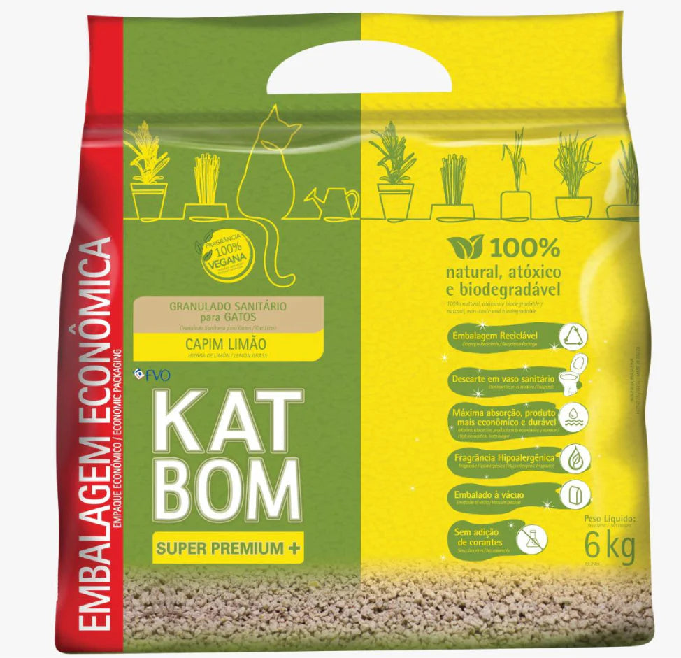 Arena Aglomerante Natural KatBom 6Kg Hierba de Limon