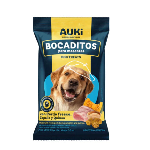 Snacks Saludables Auki 500g Cerdo Fresco, zapallo y quinoa