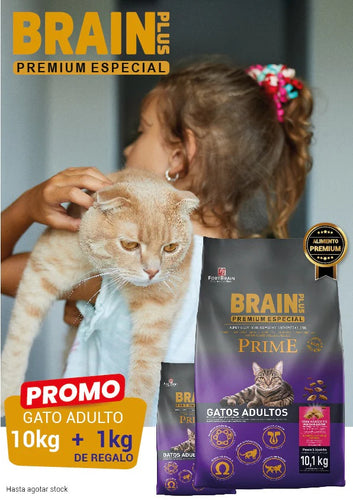 Promo Brain Plus Gato Adulto 10+1kg Carne & Arroz con Regalo