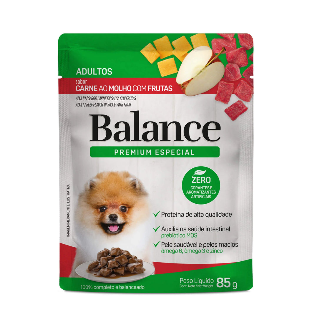 Pouch Balance Premium Especial Adulto Carne en Salsa con Frutas (Caja 18un)