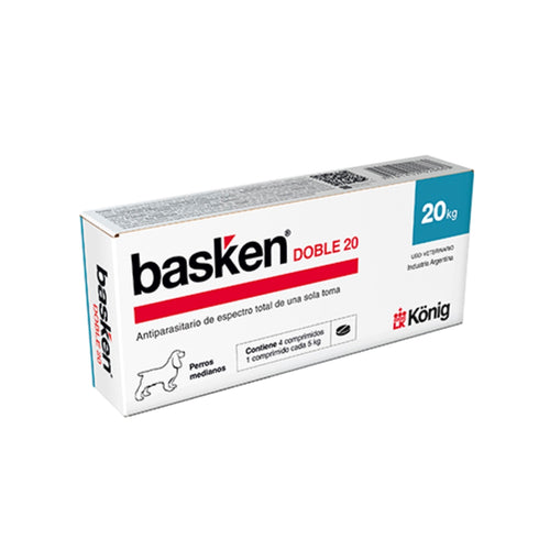 Basken Doble 20 Antiparasitante Perro X 4 Comp Hasta 20 Kg