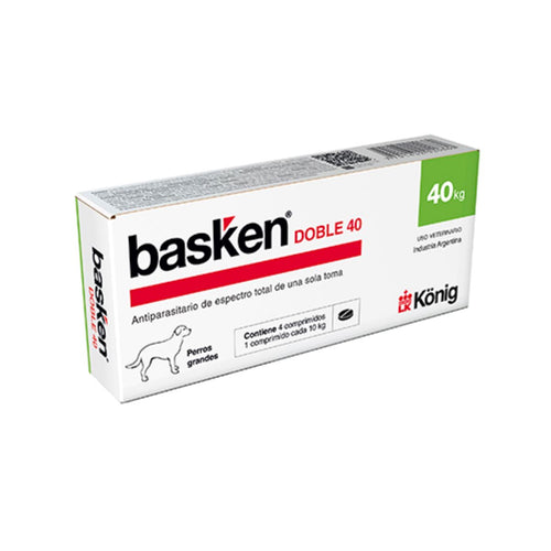 Basken Doble 40 Antiparasitante Perro X 4 Comp Hasta 40 Kg