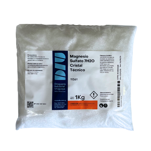 Sulfato de Magnesio Cristal 7h20 x 1kg  Droguería