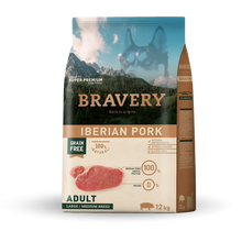Cargar imagen en el visor de la galería, Bravery Grain Free Adulto Mediano y Grande 12Kg Cerdo Iberico