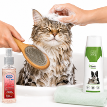 Cargar imagen en el visor de la galería, Kit Higiene y Cuidado Gatos Peine + Shampoo + Colonia