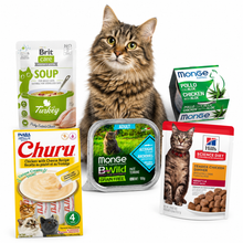 Cargar imagen en el visor de la galería, Pack Degustación para Gatos x5 Snacks y Alimento Húmedo Premium