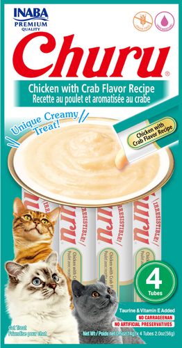 Snacks Para Gatos Churu 56g (4 un) Pollo y Cangrejo