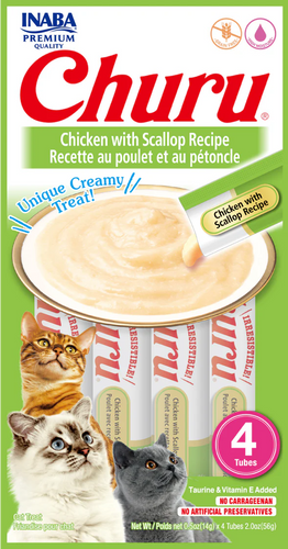 Snacks Para Gatos Churu 56g (4 un) Pollo y Scallop