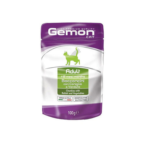 Pouch Gato Gemon High Premium Adulto Conejo Y Vegetales 100g