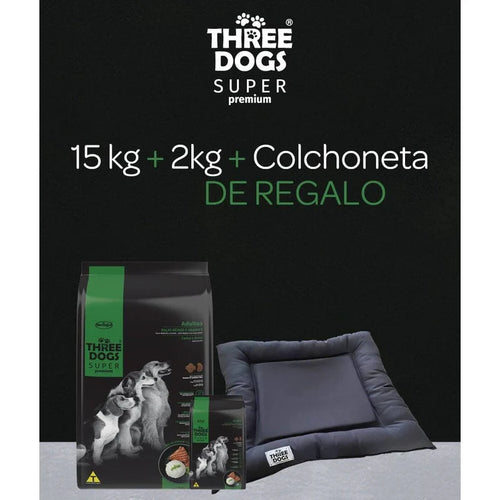 Three Dogs Super Premium Adulto Medium 17kg Con Colchoneta