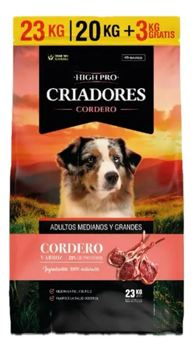 Criadores High Pro Adulto Raza Medina Y Grande Cordero 23 Kg
