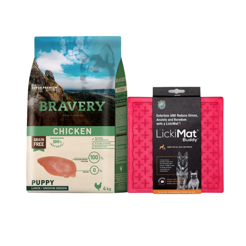 Bravery Grain Free Adulto Mediano y Grande 4Kg Pollo + LickiMat de Regalo