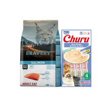 Cargar imagen en el visor de la galería, Bravery Grain Free Gato Adulto 7Kg Salmon + Churu de Regalo