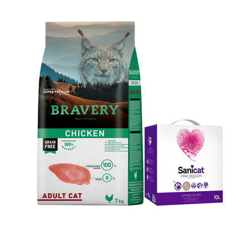 Bravery Grain Free Gato Adulto 7Kg Pollo + Sanitario de Regalo