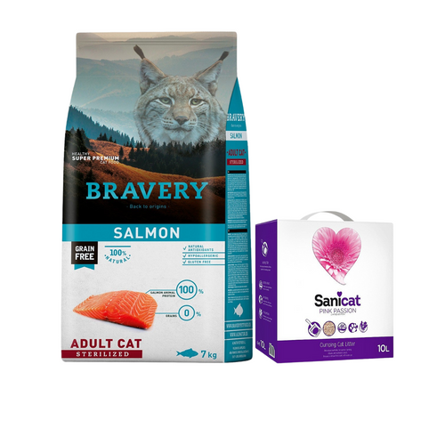Bravery Grain Free Gato Adulto 7Kg Salmon + Sanitario de Regalo