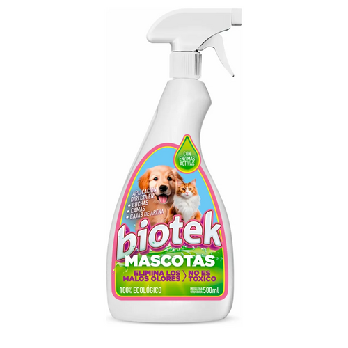 Eliminador De Olores Y Manchas Mascotas Enzimatico 500ml Biotek