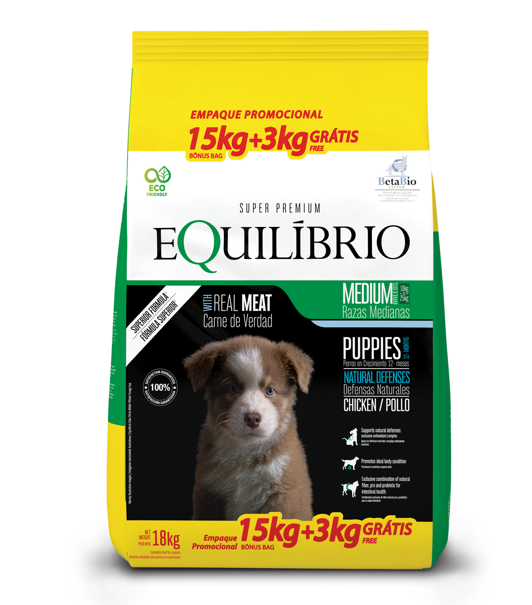 Equilibrio Cachorro Todas Las Razas 15+3Kg con Regalo