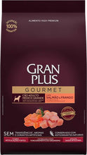 Cargar imagen en el visor de la galería, Gran Plus Gourmet High Premium Adulto Mediano y Grande Salmon y Pollo 30+3Kg