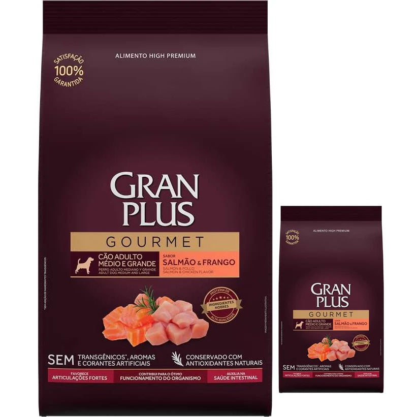 Gran Plus Gourmet High Premium Adulto Mediano y Grande Salmon y Pollo 10+3Kg