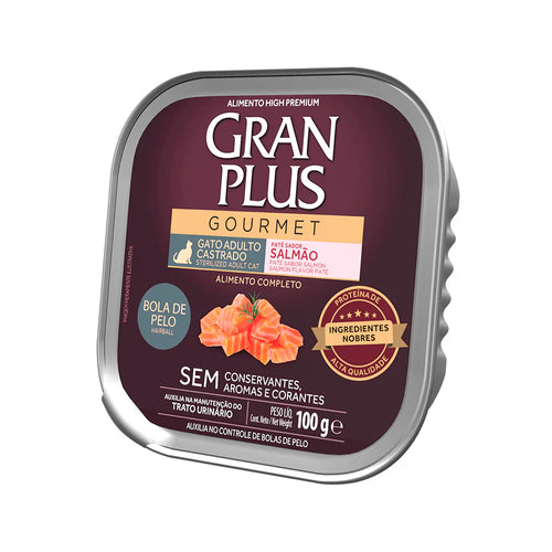 Gran Plus Gourmet Pate Gato Castrado Bola de Pelo 100g Salmon