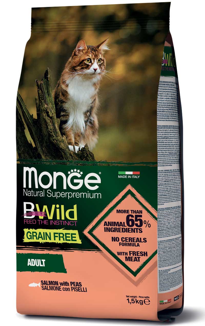 Monge BWild Grain Free Feline Adulto Salmon con Guisante 1.5kg Con Regalo