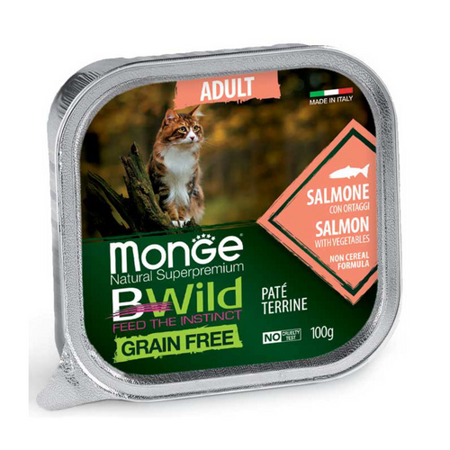 Monge Bwild Grain Free Cat Adult Salmon/Veg x 100 G