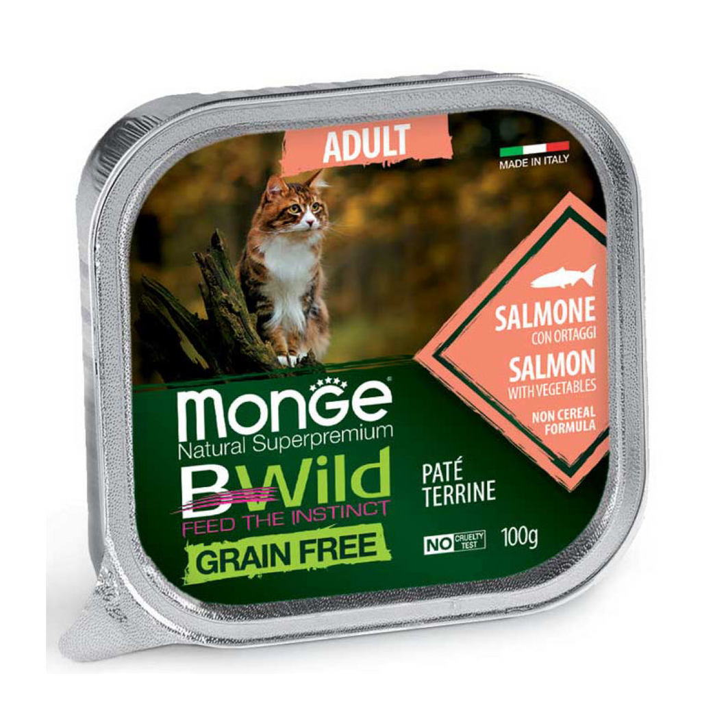 Monge Bwild Grain Free Cat Adult Salmon/Veg x 100 G