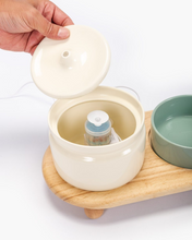 Cargar imagen en el visor de la galería, Comedero + Bebedero Cerámica Y Bambu Fuente Electrico