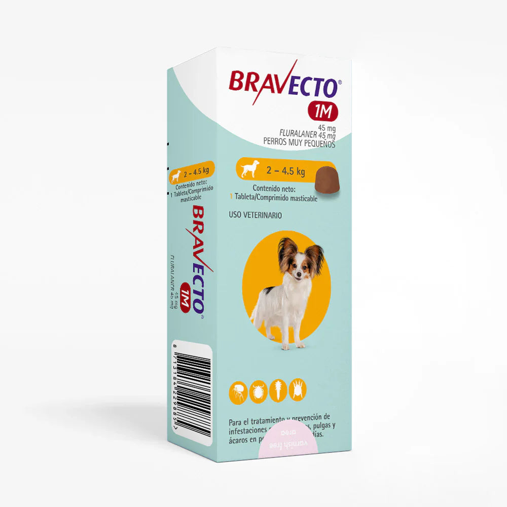 Pastilla Bravecto Mensual Antipulgas y Garrapatas (2 a 4.5kg) 37 Dias