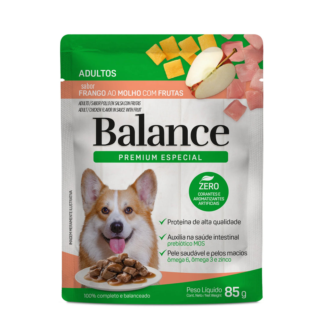 Pouch Balance Premium Especial Adulto Pollo en Salsa con Frutas (Caja 18un)