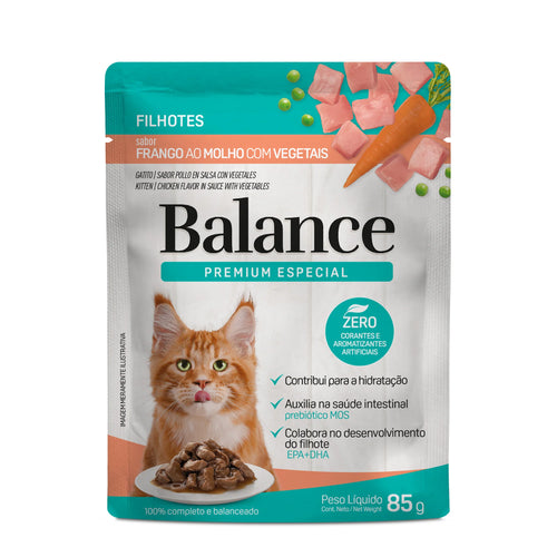Pouch Balance Premium Especial Gatitos Pollo en Salsa con Vegetales (Caja 18un)