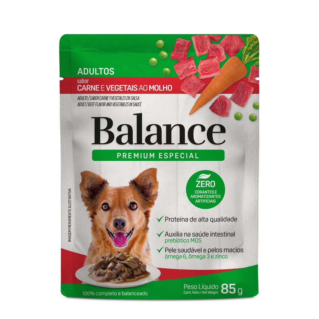 Pouch Balance Premium Especial Adulto Carne y Vegetales en Salsa (Caja 18un)