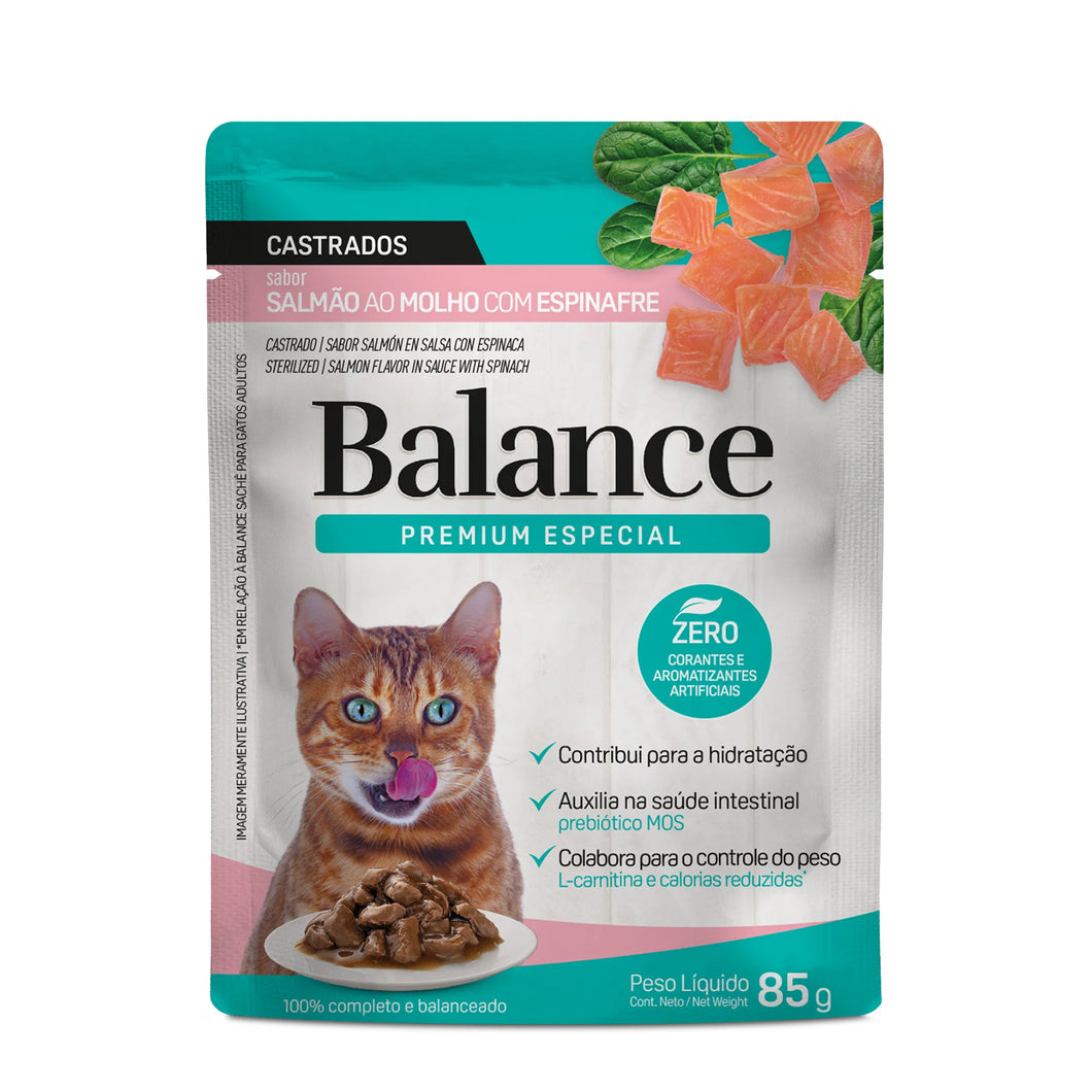 Pouch Balance Premium Especial Gato Castrado Salmon en Salsa con Vegetales (Caja 18un)