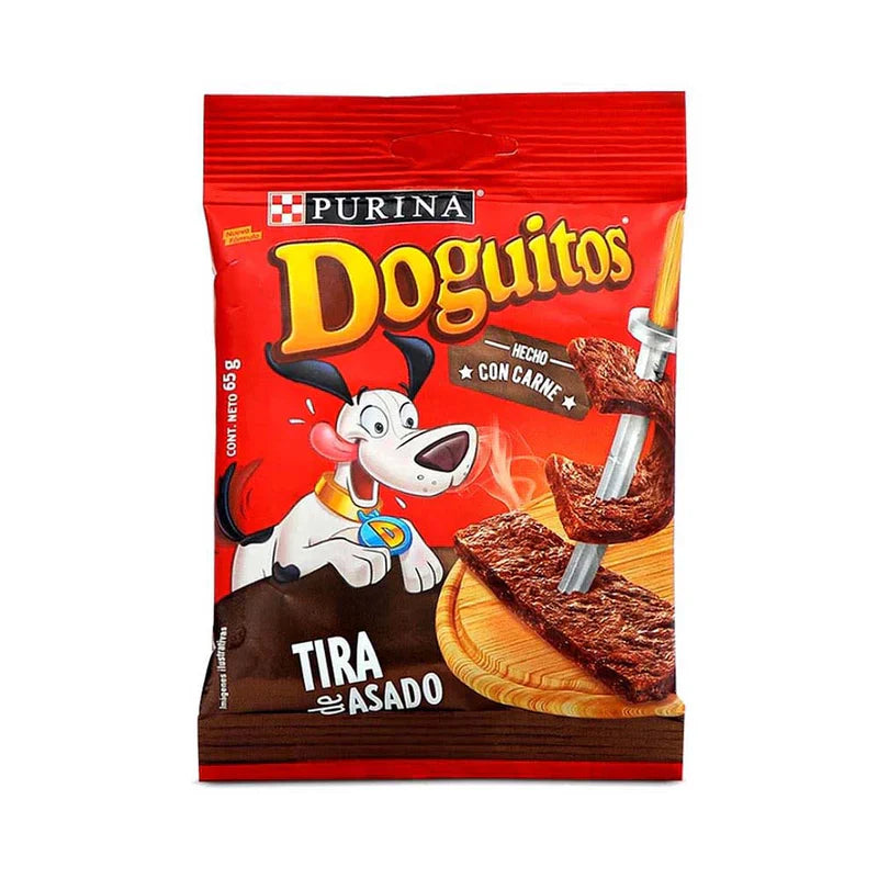 Snacks Para Perro Purina Doguitos 65g Tira Asada (Caja 15un)