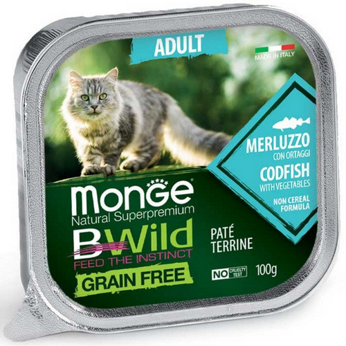Monge Bwild Grain Free Cat Adult Merluza/Veg X 100 G