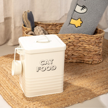 Cargar imagen en el visor de la galería, Contenedor Alimentos Para Gatos Metálico Beige 18*15*23 Cm