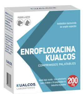 Enrofloxacina 200mg caja 10 blíster x 10 comprimidos kualcos