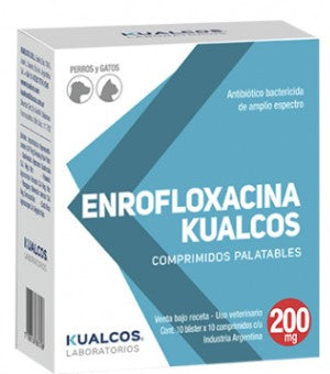 Enrofloxacina 200mg caja 10 blíster x 10 comprimidos kualcos