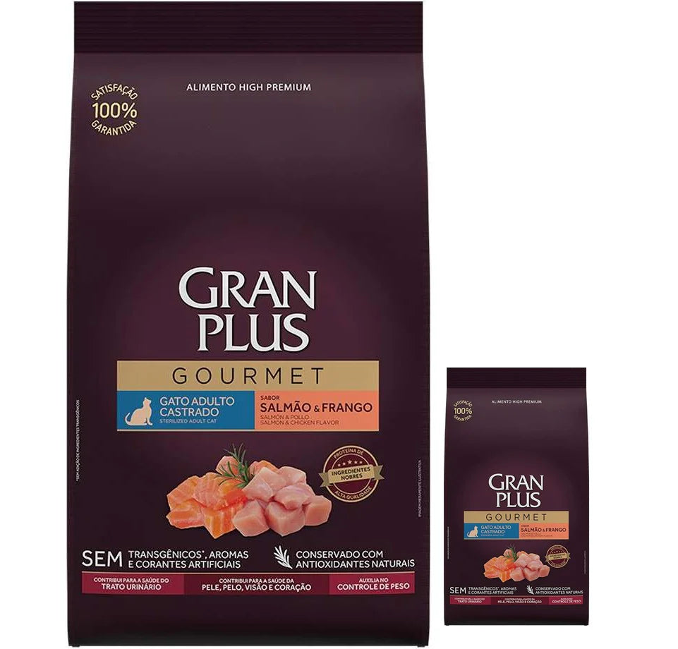Gran Plus Gourmet High Premium Gato Castrado Salmon y Pollo 10+3Kg