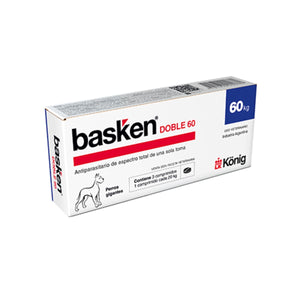 Basken Doble 60 Antiparasitante Perro x 3 comp Hasta 60Kg