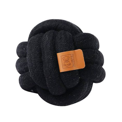 Juguete Pelota Coto Lana Negra Nudo 15cm