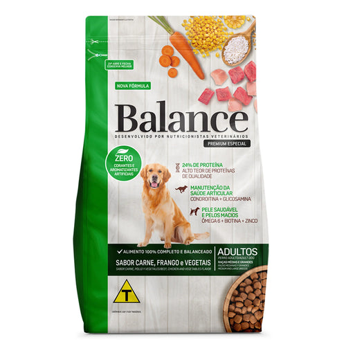 Balance Premium Especial Adulto Medianos y Grandes 10Kg Carne, Pollo y Vegetales