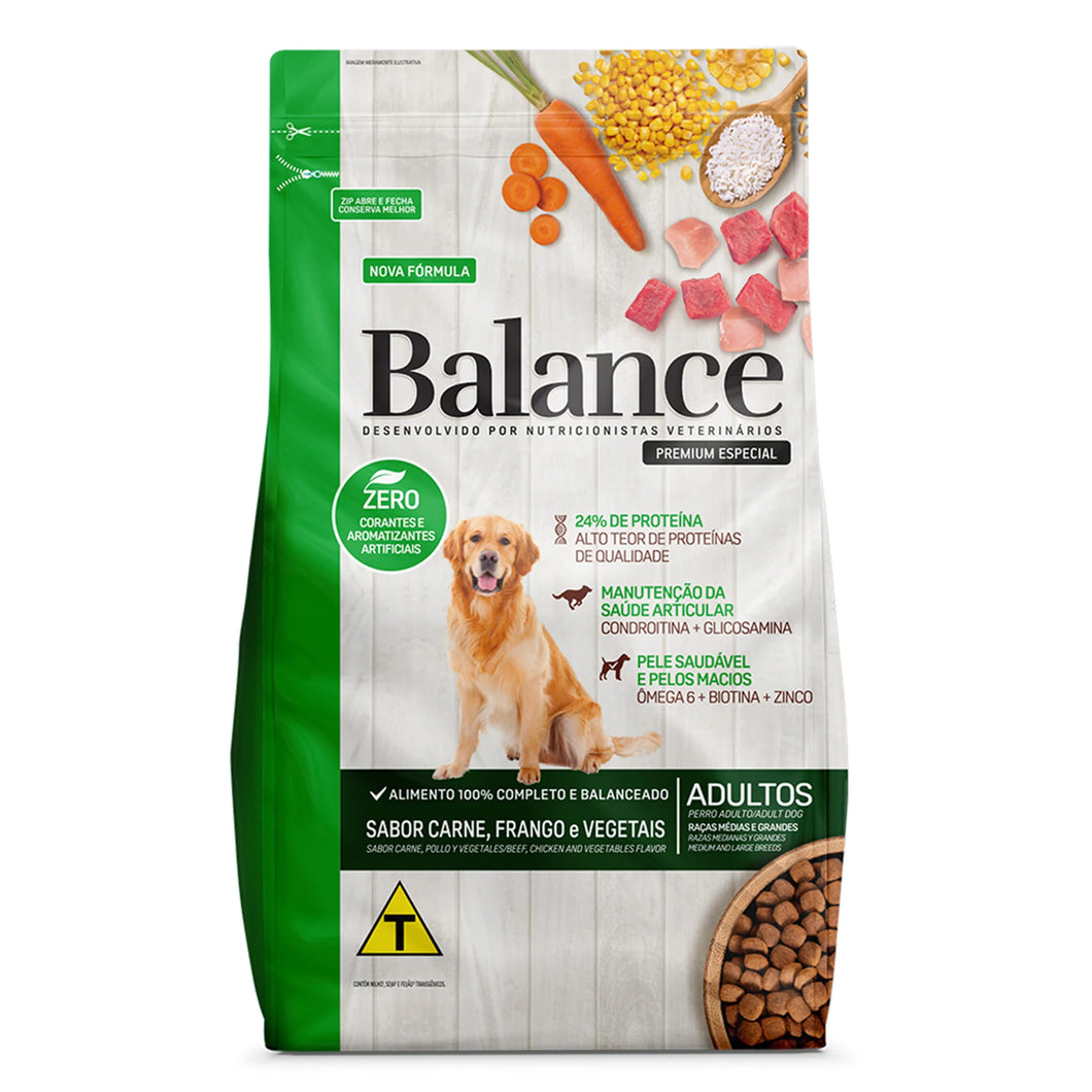 Balance Premium Especial Adulto Medianos y Grandes 10Kg Carne, Pollo y Vegetales