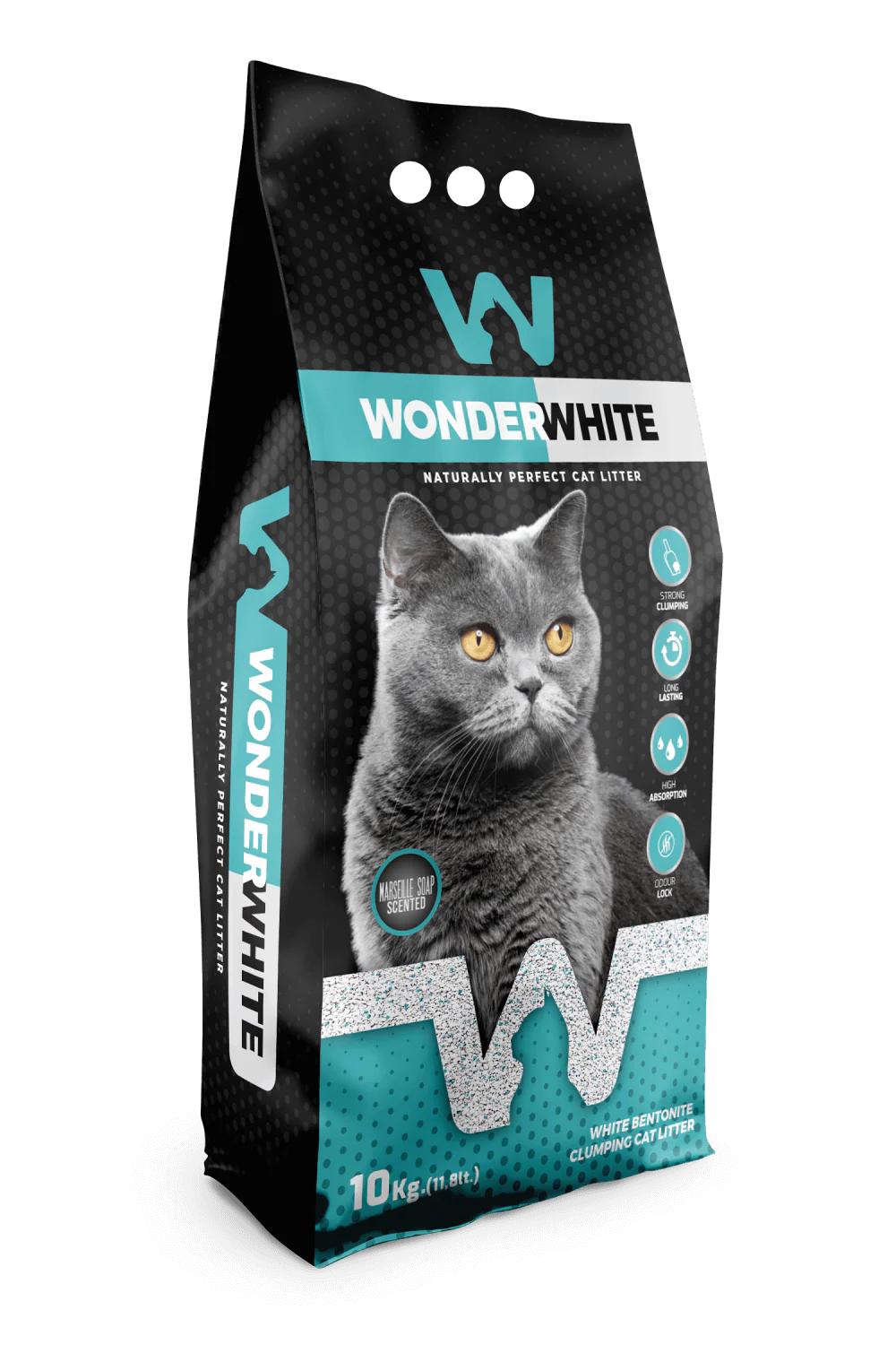 Arena Aglomerante Gato Wonder White 10kg Jabon Marsella