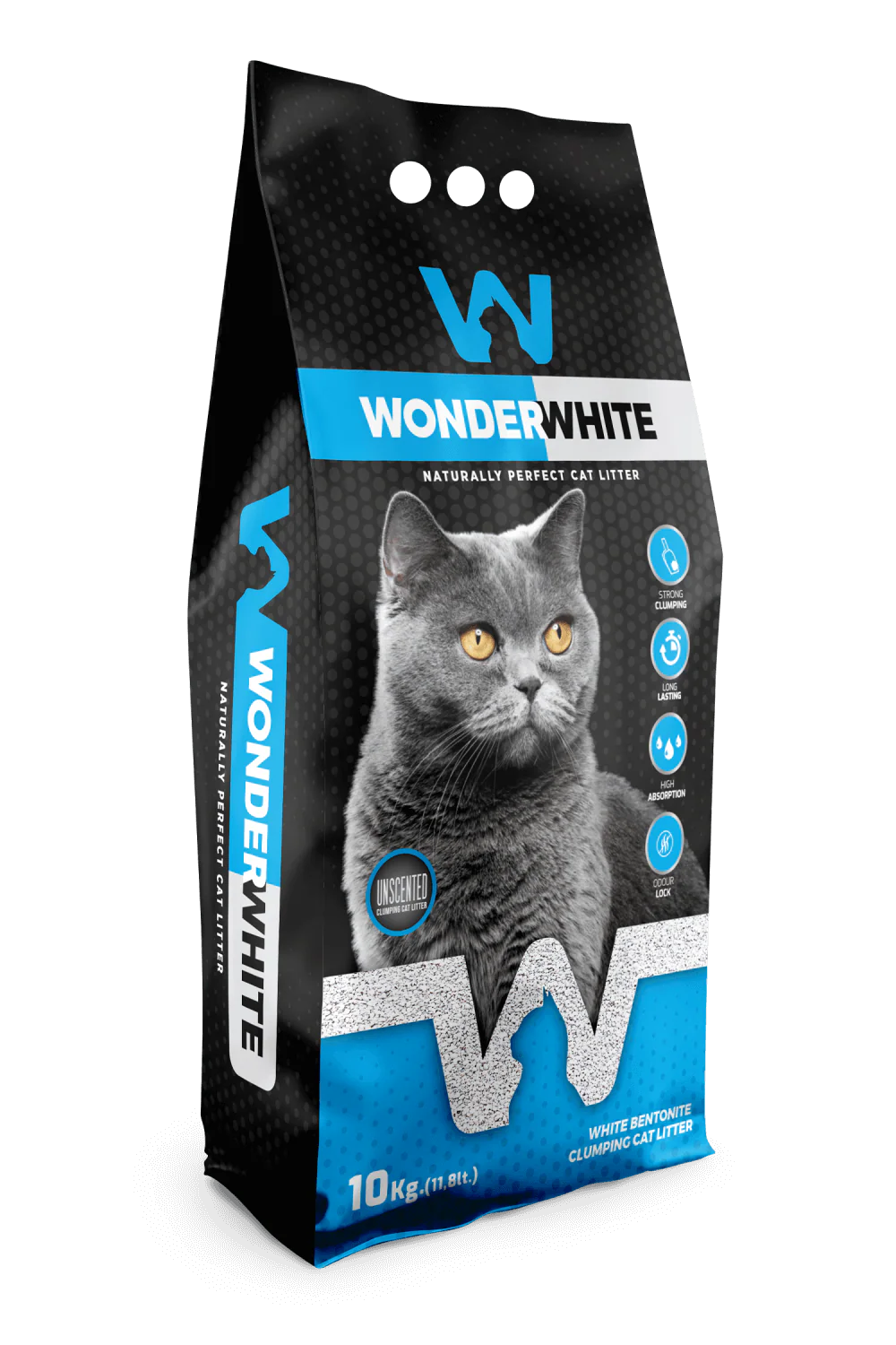 Arena Aglomerante Gato Wonder White 10kg Sin Aroma