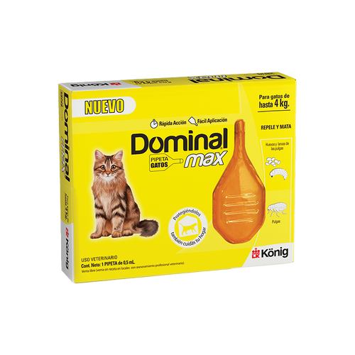 Pipeta Anti Pulgas y Garrapatas Dominal Max Gatos Hasta 4Kg
